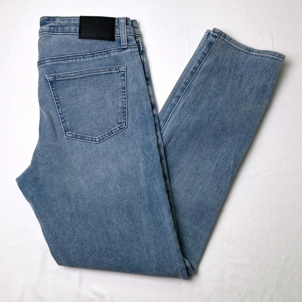 Express Mens Slim 4-Way Hyper Stretch Denim Jeans Size 32x32 Light Blue Wash